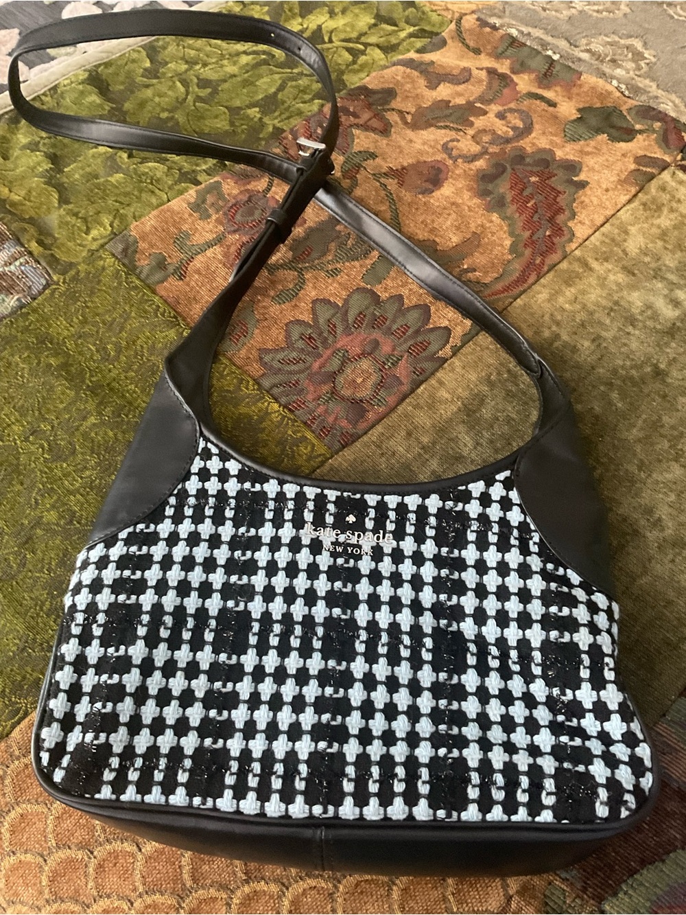 kate spade Black & White Tweed-Style Shoulder Bag
